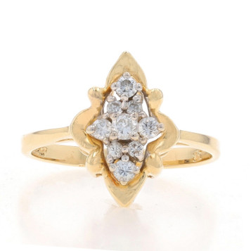 Yellow Gold Diamond Cluster Ring - 14k Round Brilliant .27ctw